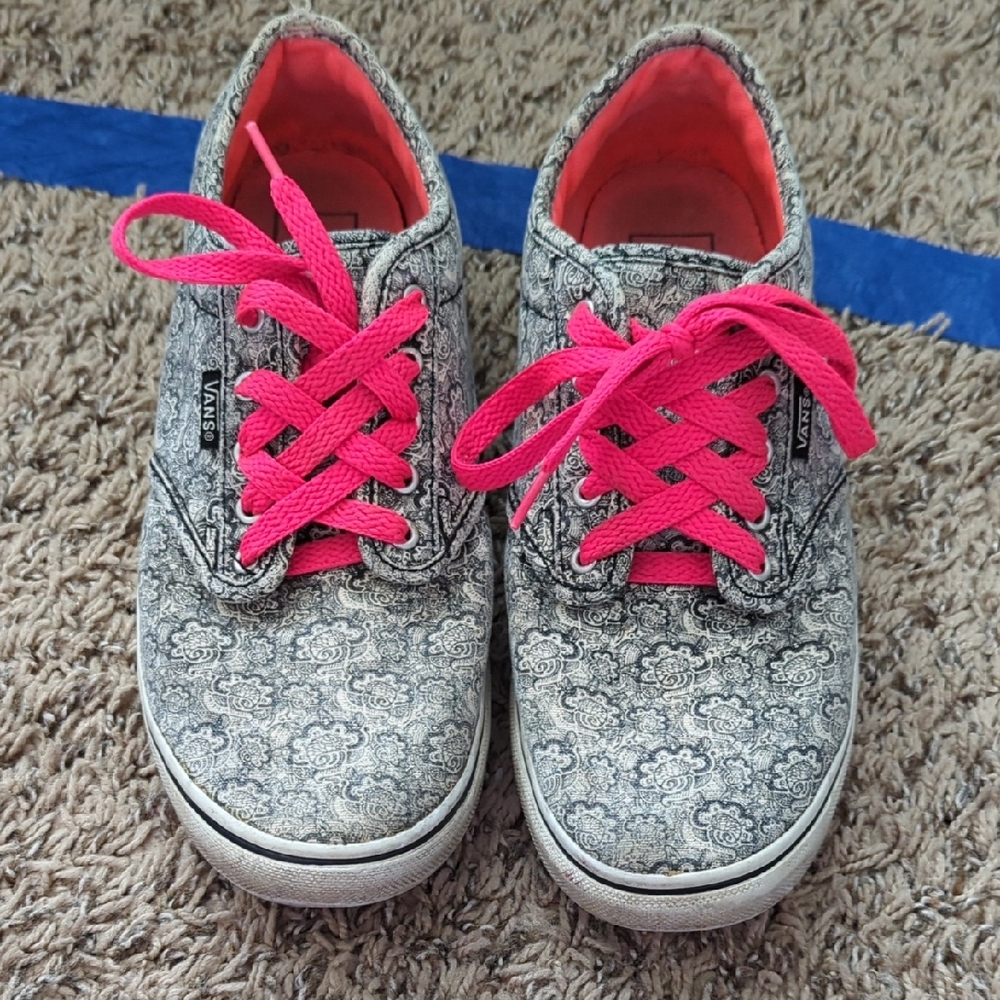 Vans Women's Floral Sneakers - Pink and Gray